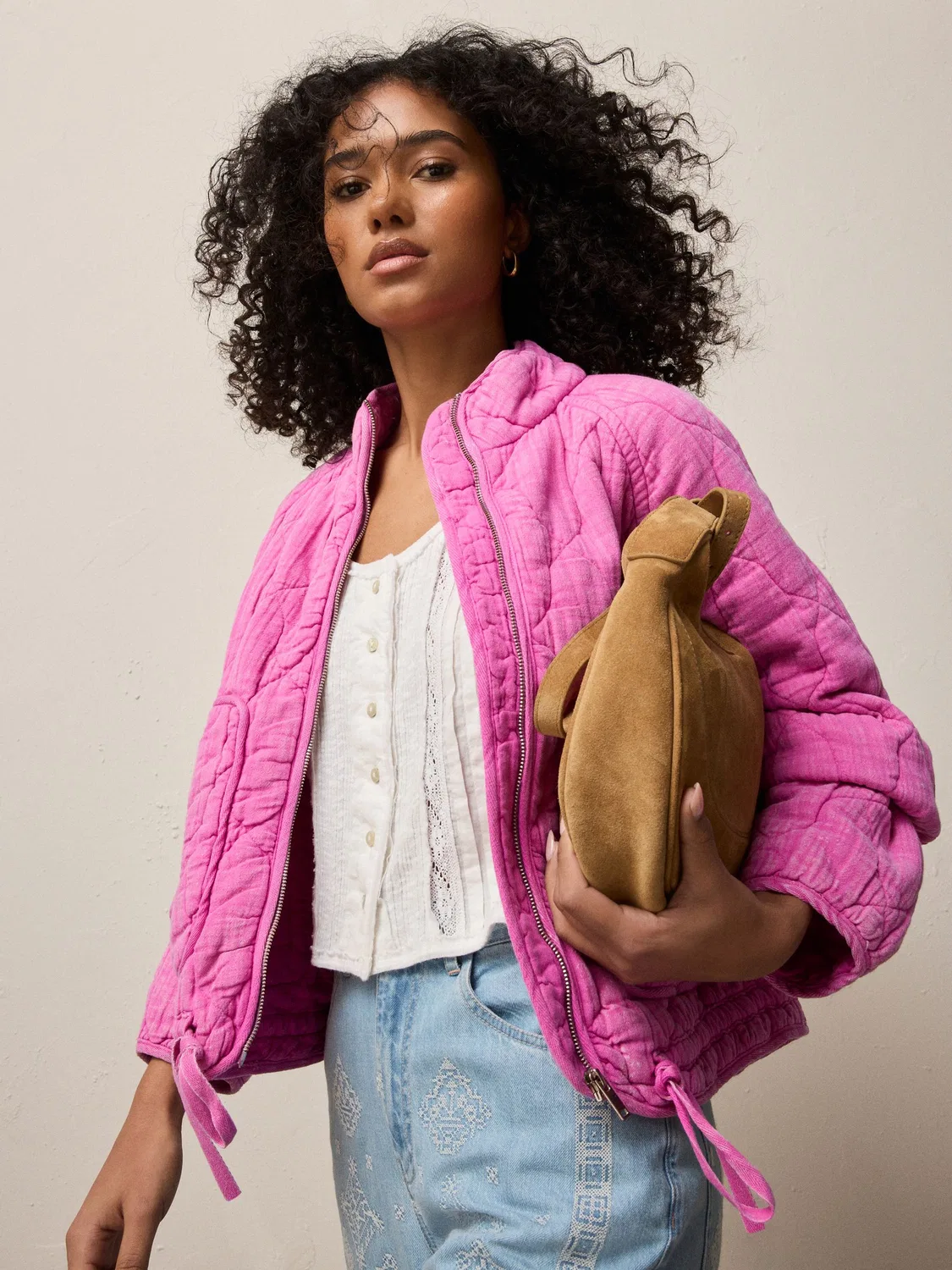 Куртка стеганая Fluro Pink Quilted Jacket Next, флуоресцентно-розовый — фото 3
