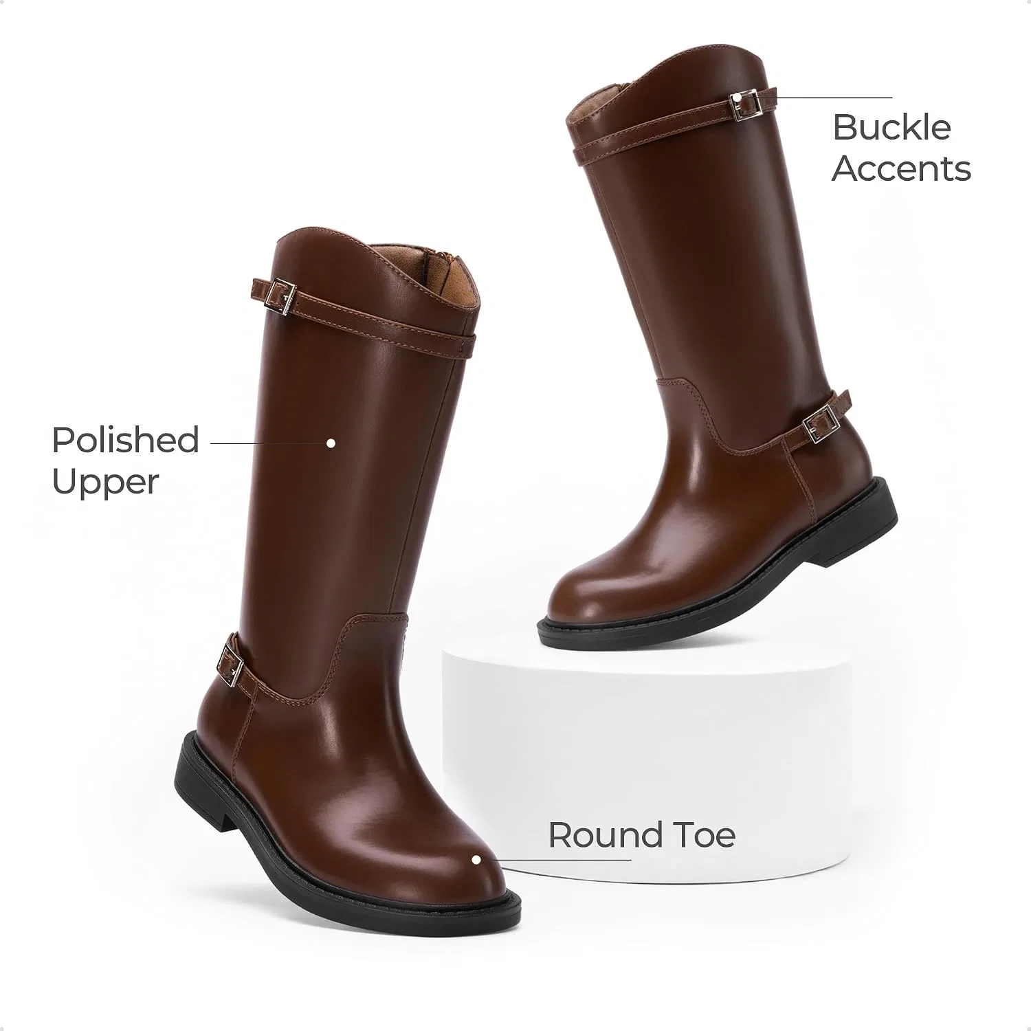Детские сапоги для верховой езды для девочек DREAM PAIRS, Brown — фото 4