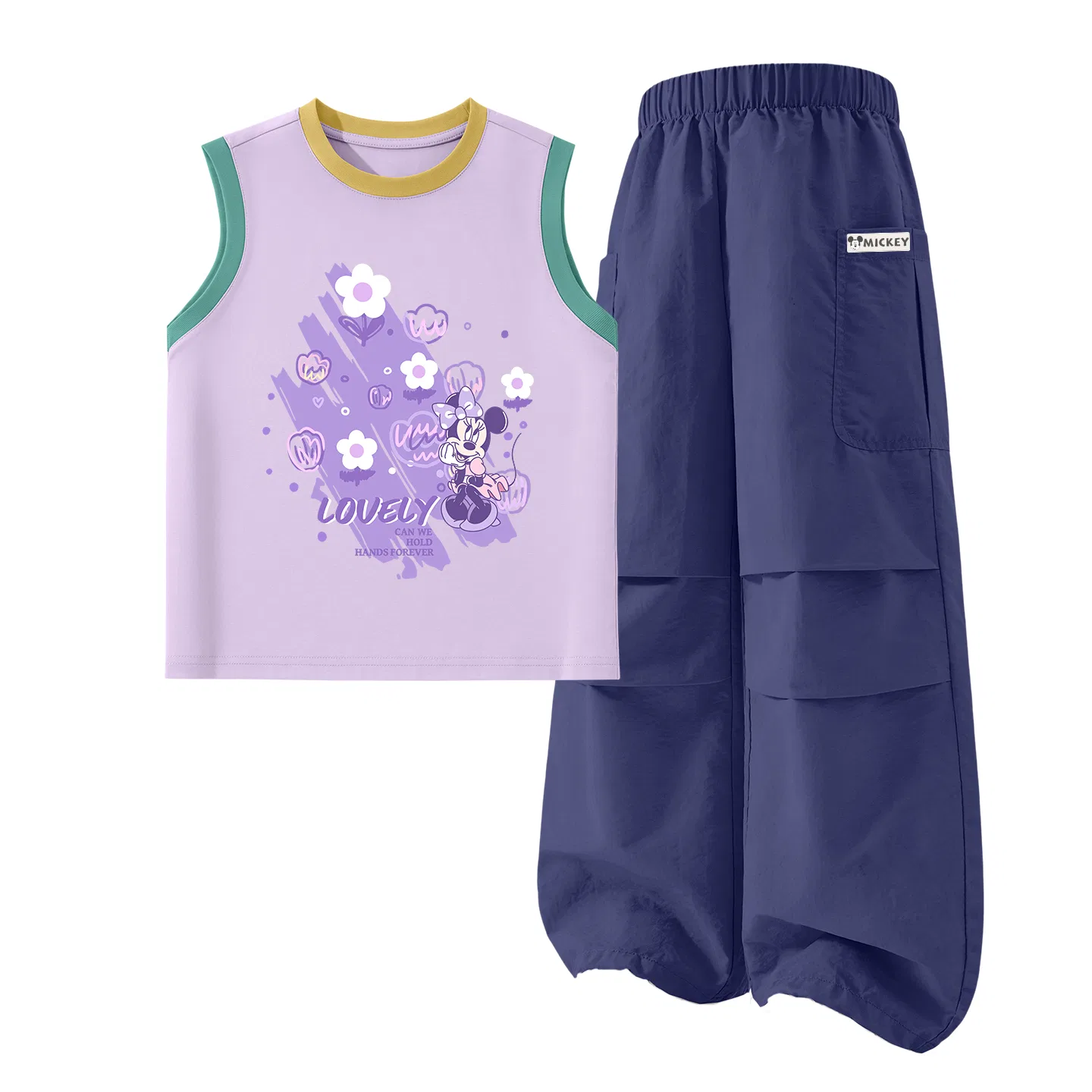 Детский спортивный костюм с круглым вырезом, Disney, Di Bubble Flower Yellow Purple