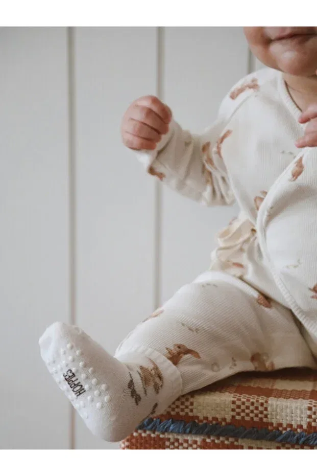 Детские носки для новорожденных с принтом Basics Hoppies, Beige — фото 3