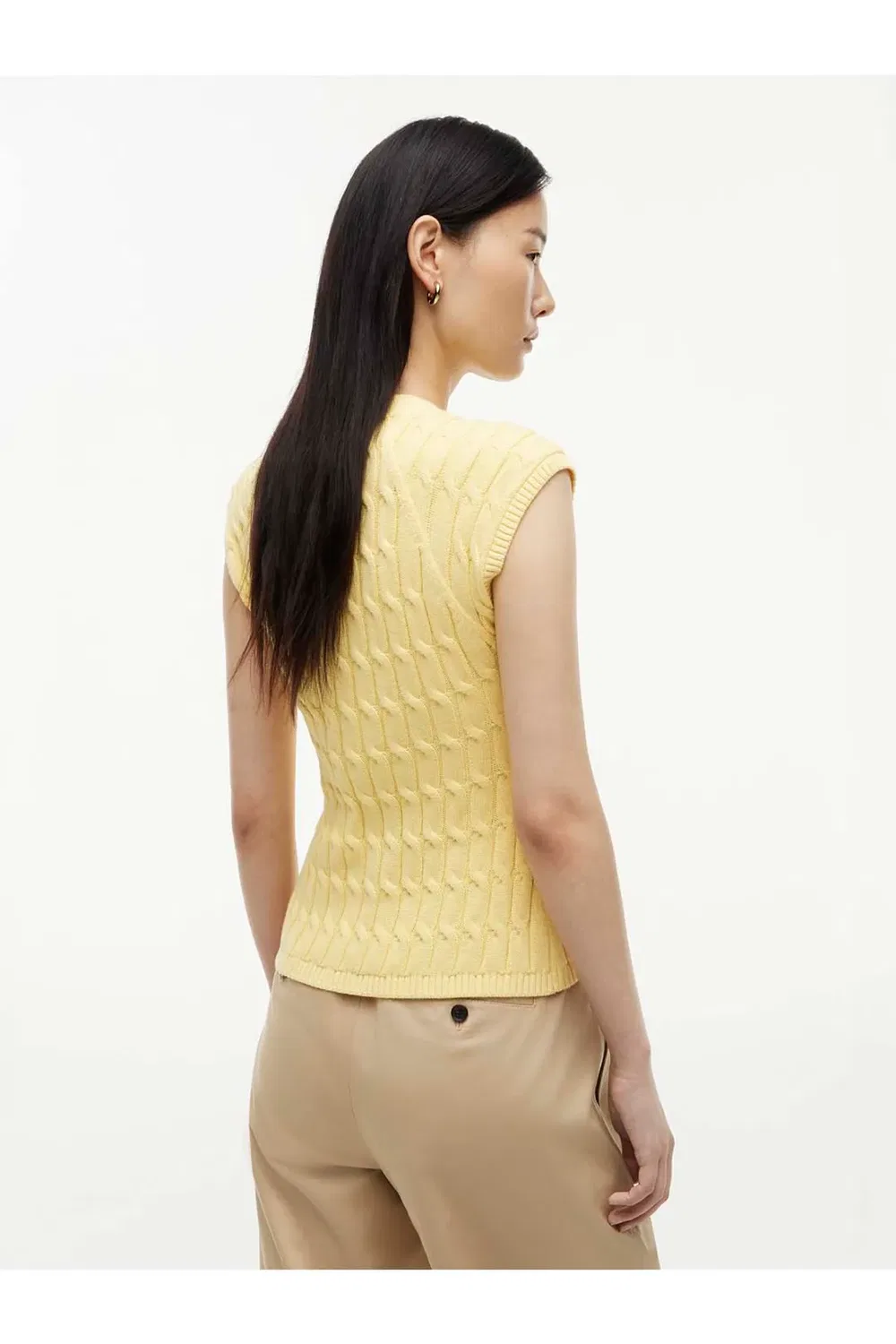 Женский вязаный жилет с кабельным узором Mid GG Tommy Hilfiger, Yellow — фото 4