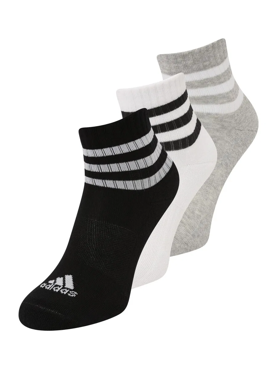 Носки ADIDAS PERFORMANCE '3-Stripes Cushioned Sportswear Low-Cut' 3 пары в серо-черно-белом цвете