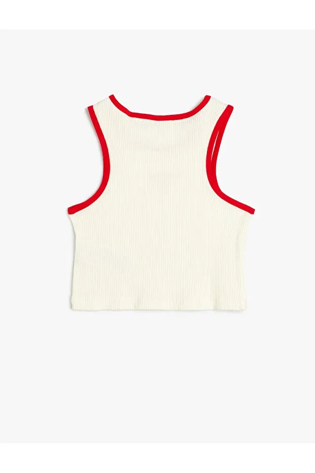 Детский топ для девочек с принтом Crop Tank Top Cherry Printed Koton, White — фото 2