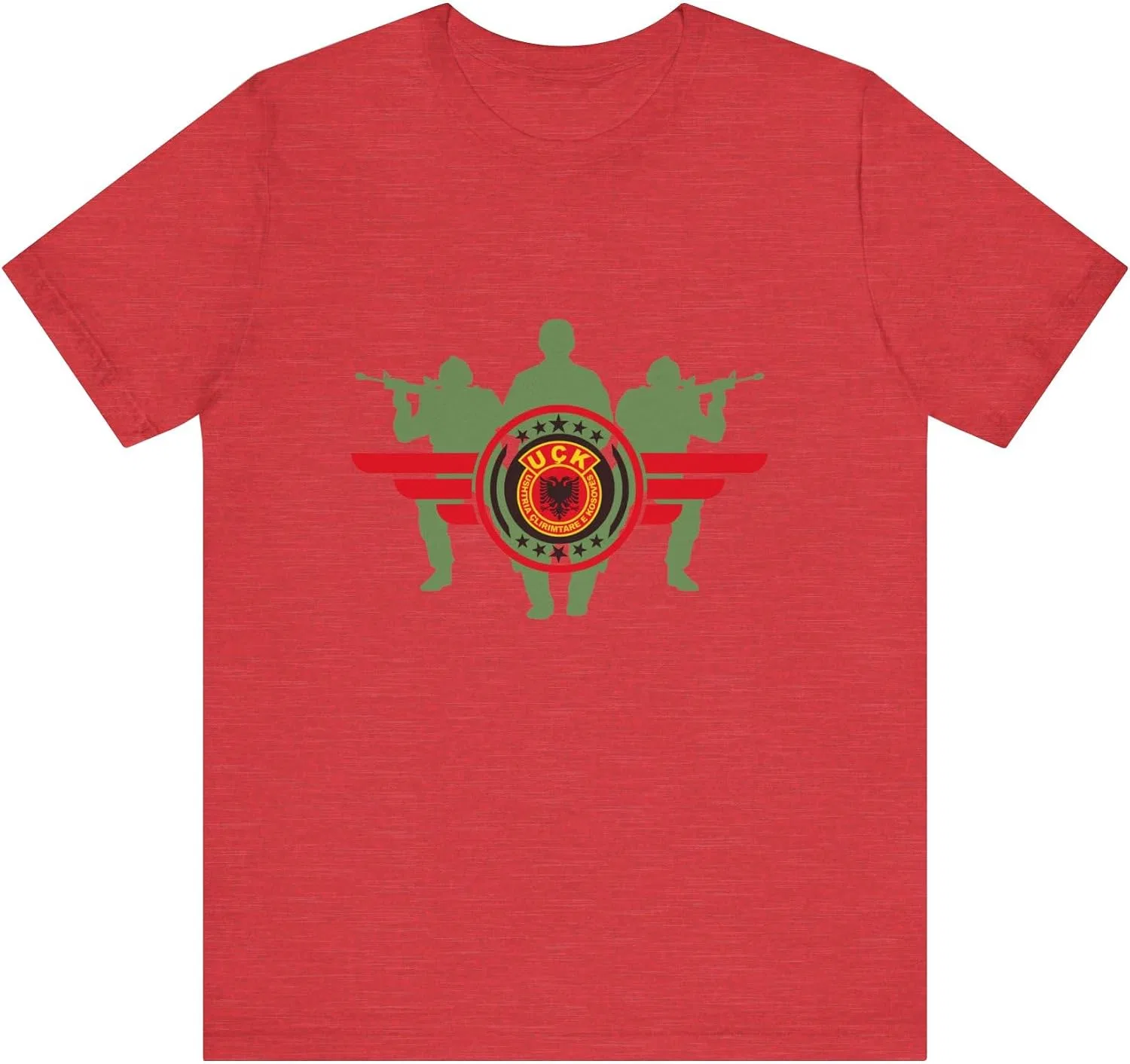 Футболка с принтом UCK Kosova Army Bella Canvas 3001, Heather Red