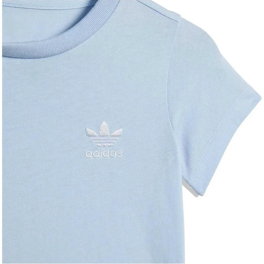 Спортивный комплект из футера с коротким рукавом и шортами adidas, Синий — фото 4