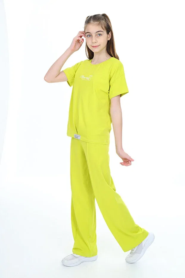 Детский комплект для девочек с принтом Emblem Printed Toontoy, Light Green — фото 4
