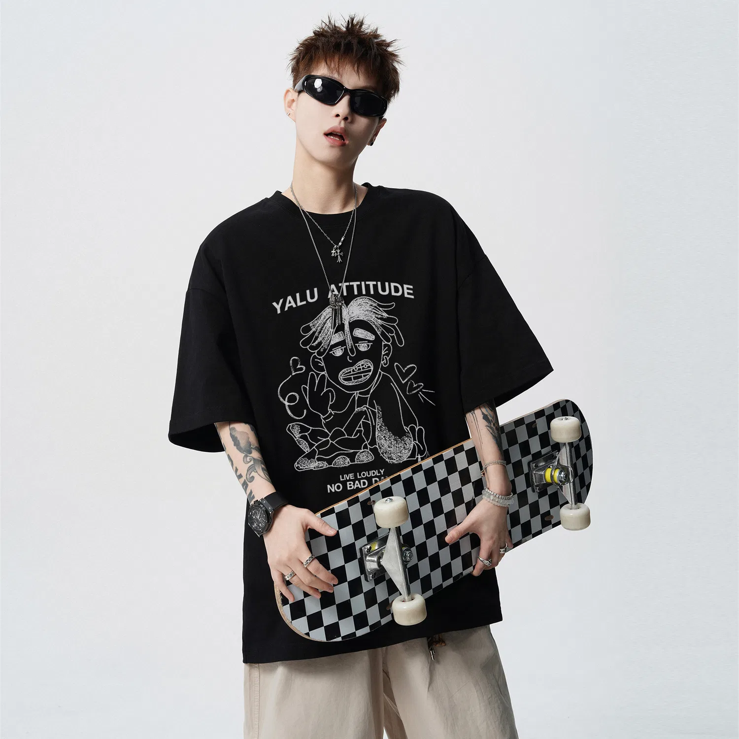 Детская футболка с круглым вырезом, средней посадки, плотная, Crew Neck Moderate Heavyweight, YALU — фото 4