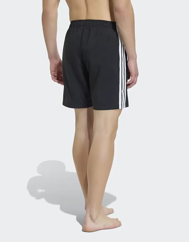 Плавки Adidas Performance с тремя полосками, длина 8 дюймов, черно-белые — фото 2