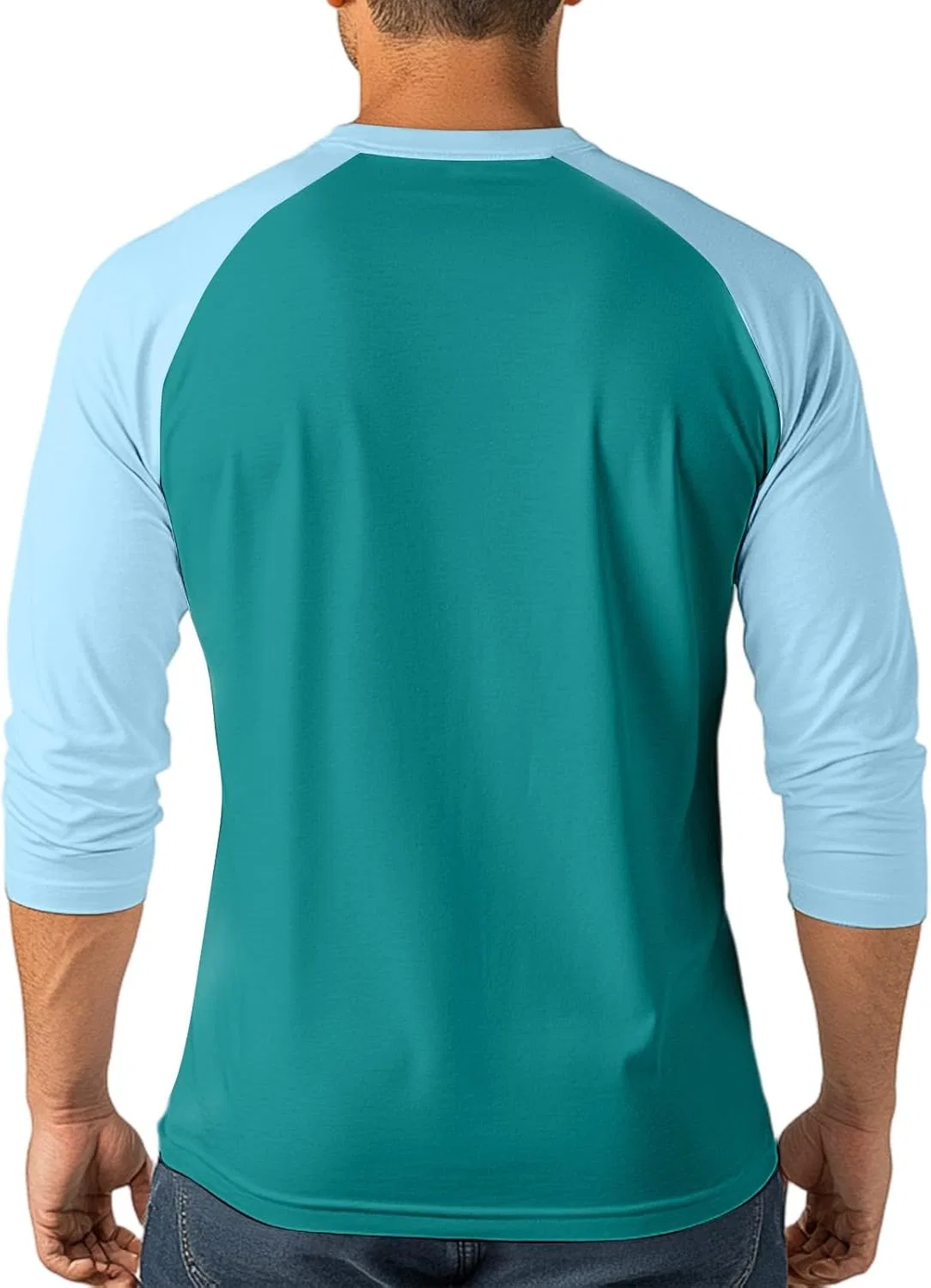 Мужская спортивная футболка с 3/4 рукавом реглан, Turquoise — фото 4