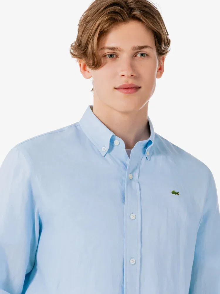 Рубашка с длинным рукавом из льна LACOSTE, Sky Blue — фото 2