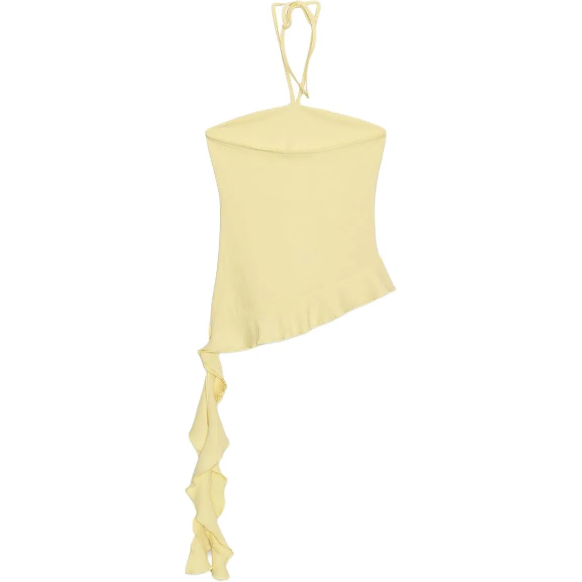 Женская майка на шнуровке с кружевом Yellow ZARA, Yellow — фото 3