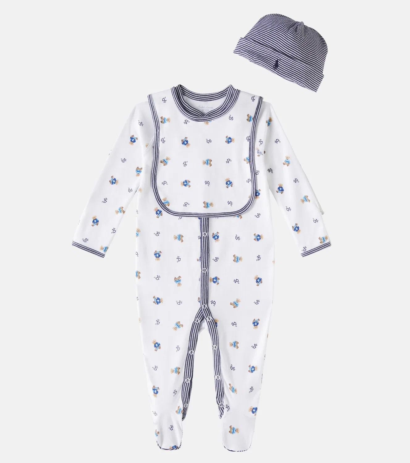Комбинезон хлопковый комплект из 3 предметов Polo Ralph Lauren Kids, белый — фото 2