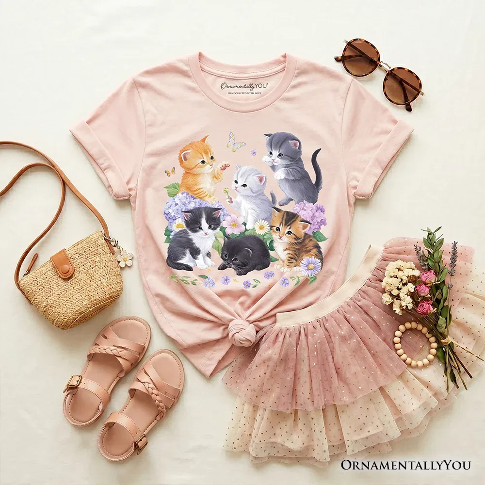 Детская футболка с принтом Botanical Cat OrnamentallyYou, Light Pink