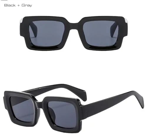 

Женские солнцезащитные очки 2027 Square, модные сине-зеленые оттенки, защита от УФ-излучения UV400, мужские очки с прозрачными линзами MTZJH, Black Clear