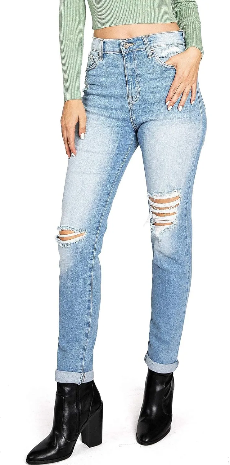 

Celebrity Pink джинсы для девушек Mom с высокой талией и потертостями Celebrity Pink Jean