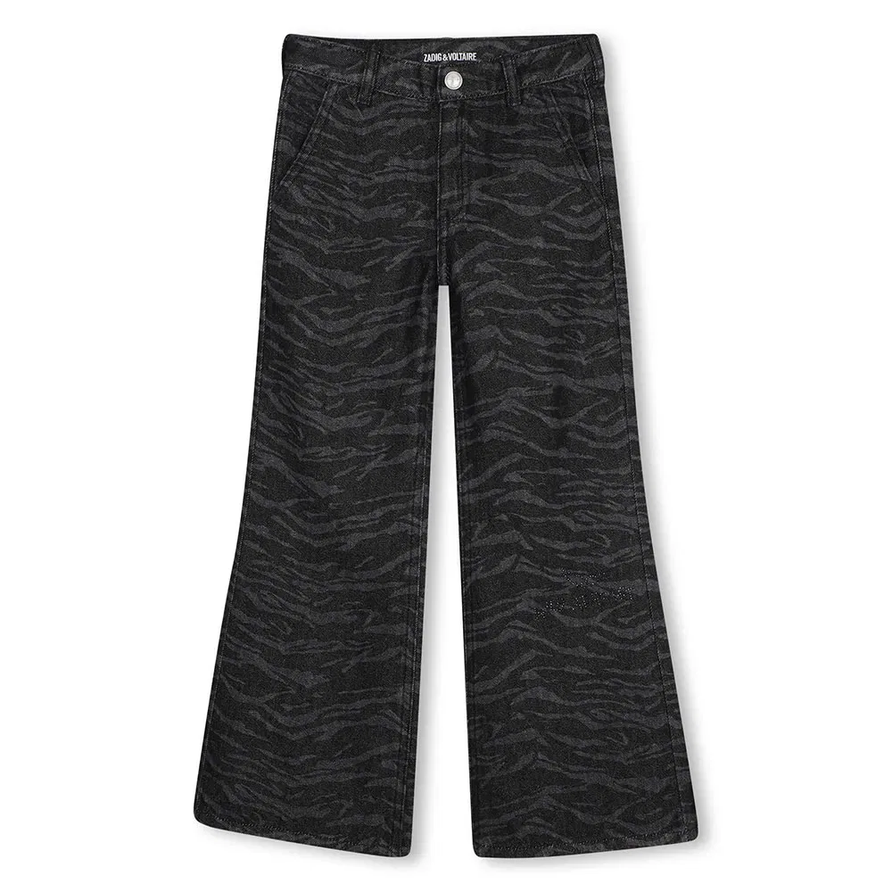 Детские джинсы клеш с принтом и стразами Zadig & voltaire, Black