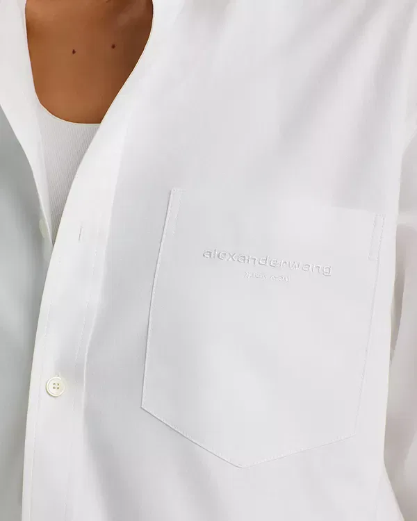 Женская блуза с длинным рукавом Pre Styled Gathered Shirt Alexander Wang, белый — фото 4