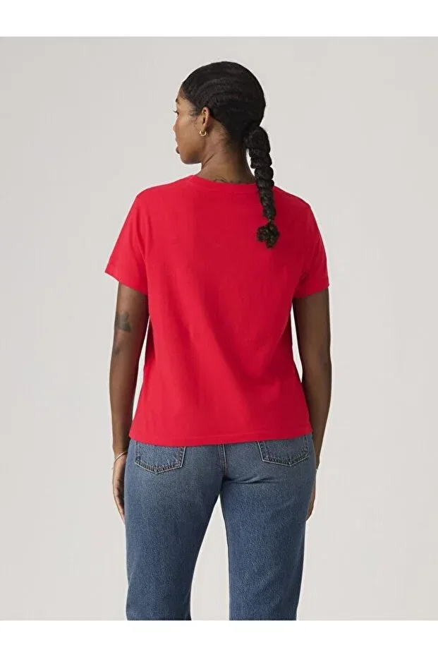 Женская хлопковая футболка Favorite Cotton T-Shirt Levi'S, Red — фото 3