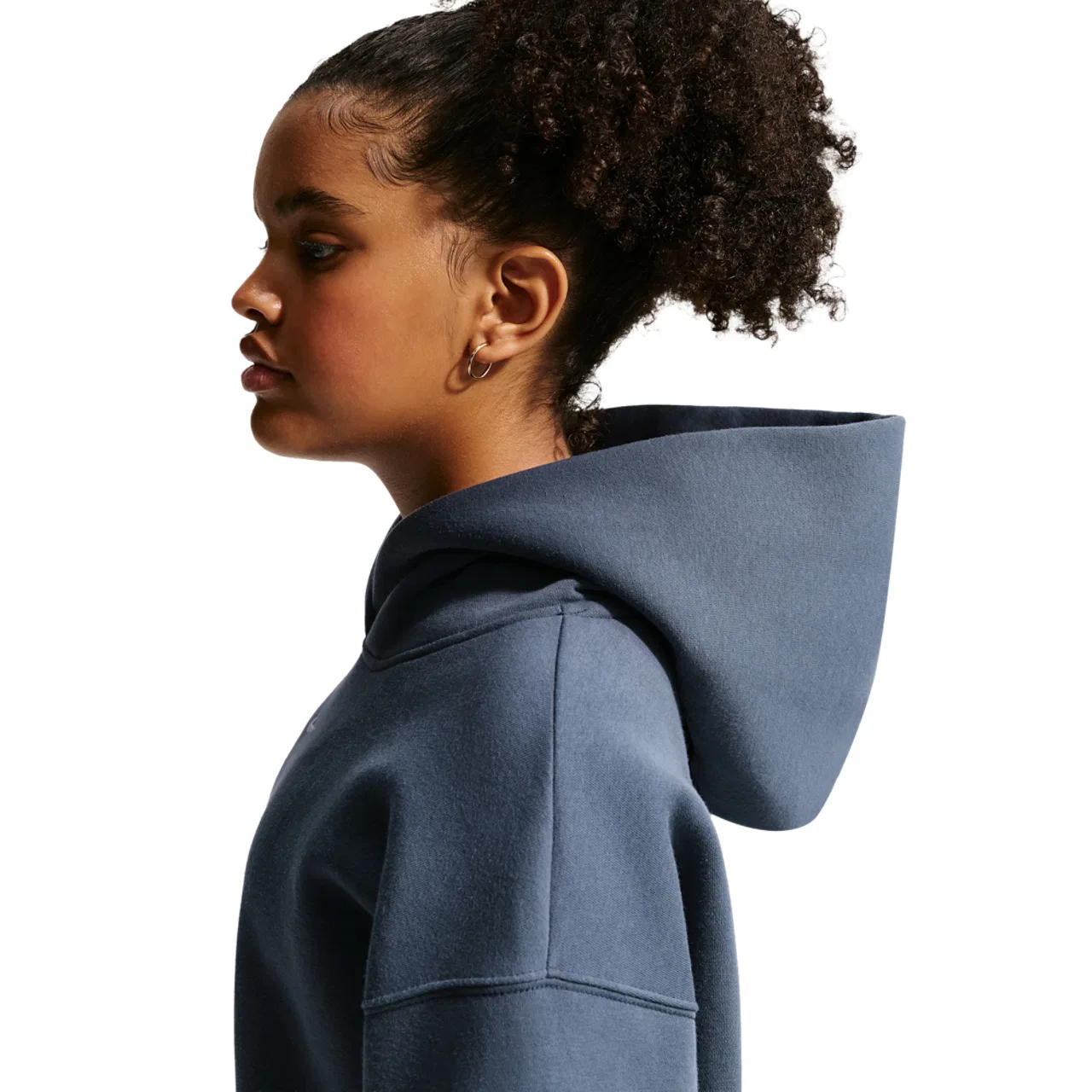 Детский свитшот для девочек оверсайз с принтом Nike NSW Studio Fleece OS PO Hoodie, Thunder Blue/White — фото 2