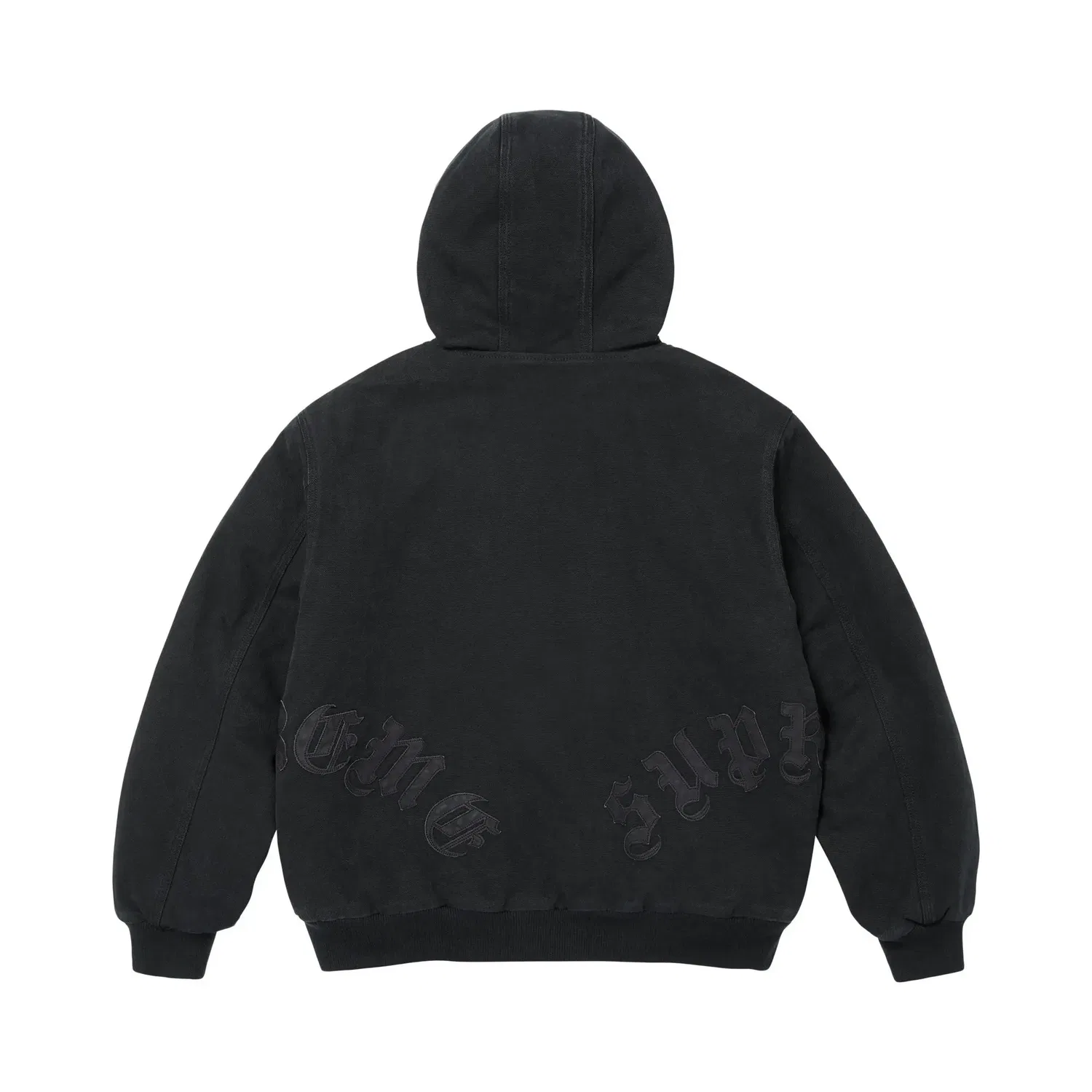 Куртка рабочая с капюшоном с аппликацией из кожи Supreme, Black — фото 2