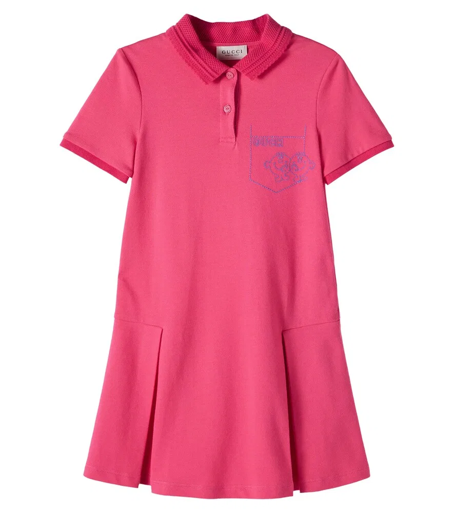 Платье-поло из хлопковой смеси Mr Men Little Miss Gucci Kids, розовый