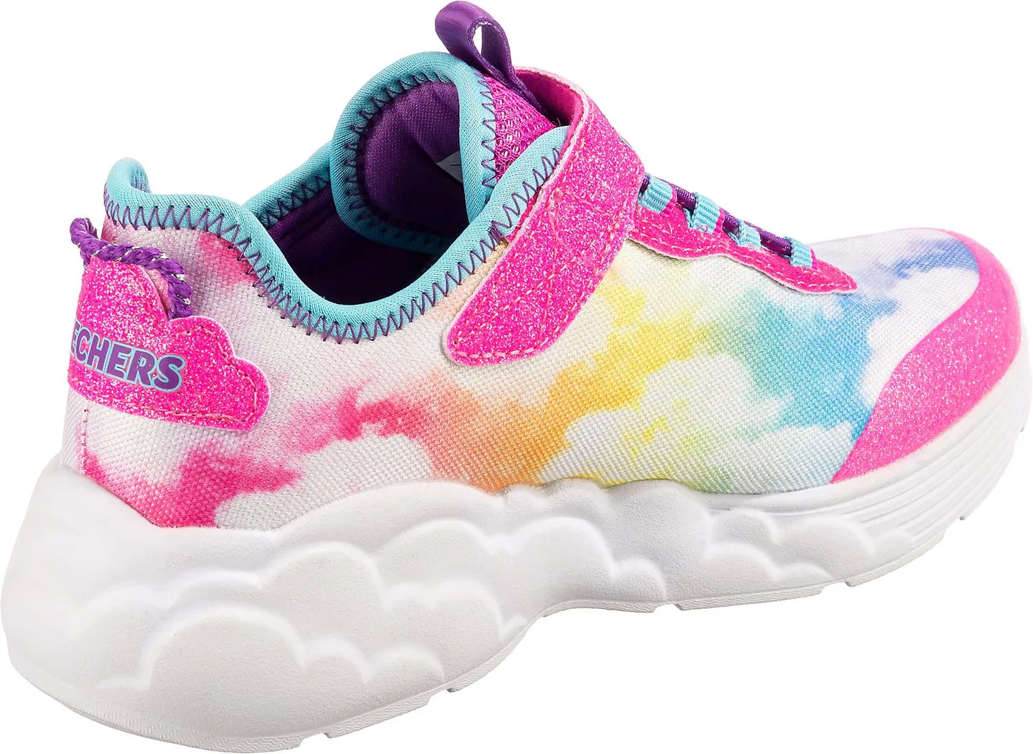 Детские кроссовки для девочек Skechers Sweetheart Lights-Shimmer S, Multi Mesh Pink Trim — фото 4