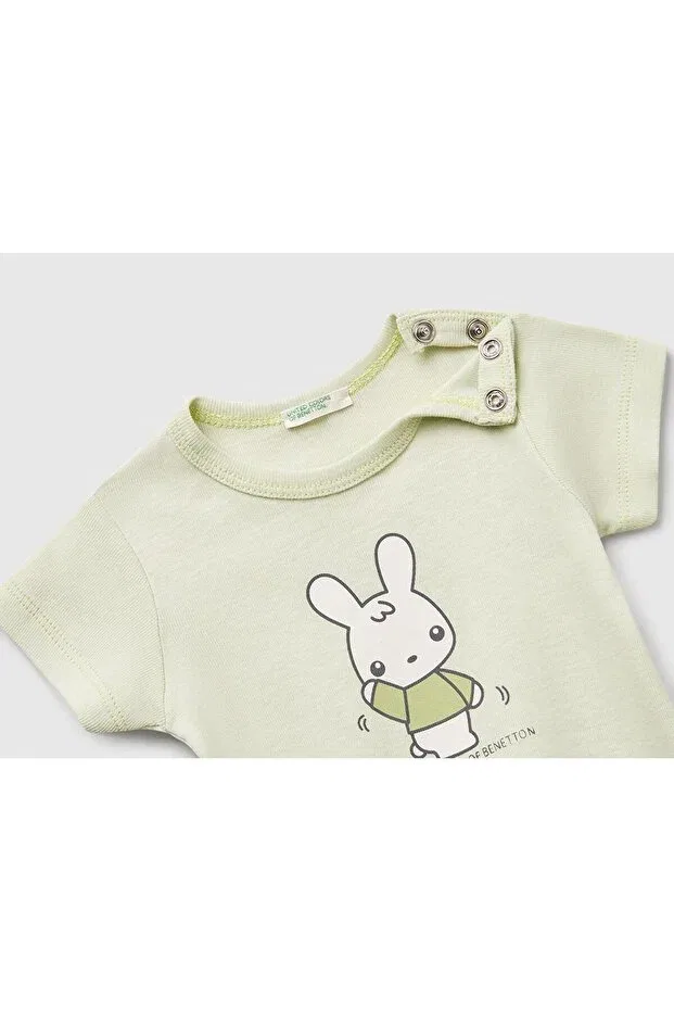 Детская футболка с принтом Baby Water Green Rabbit United Colors Of Benetton, Water Green — фото 3