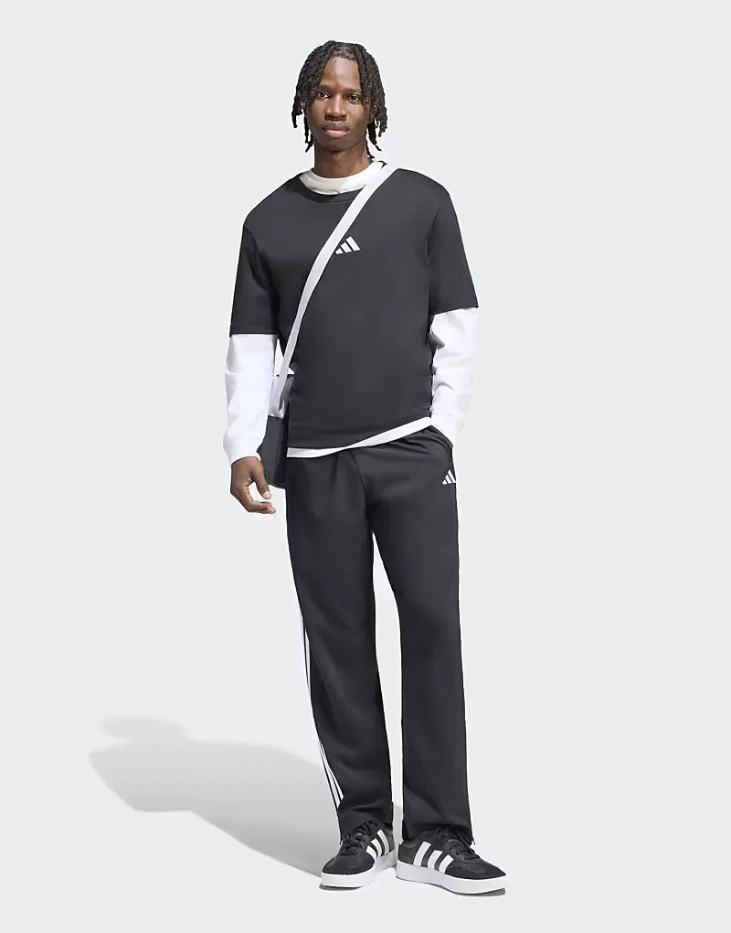Брюки Adidas Performance Essentials Stanford Lite с тремя полосками, зауженные, с открытым низом, черно-белые