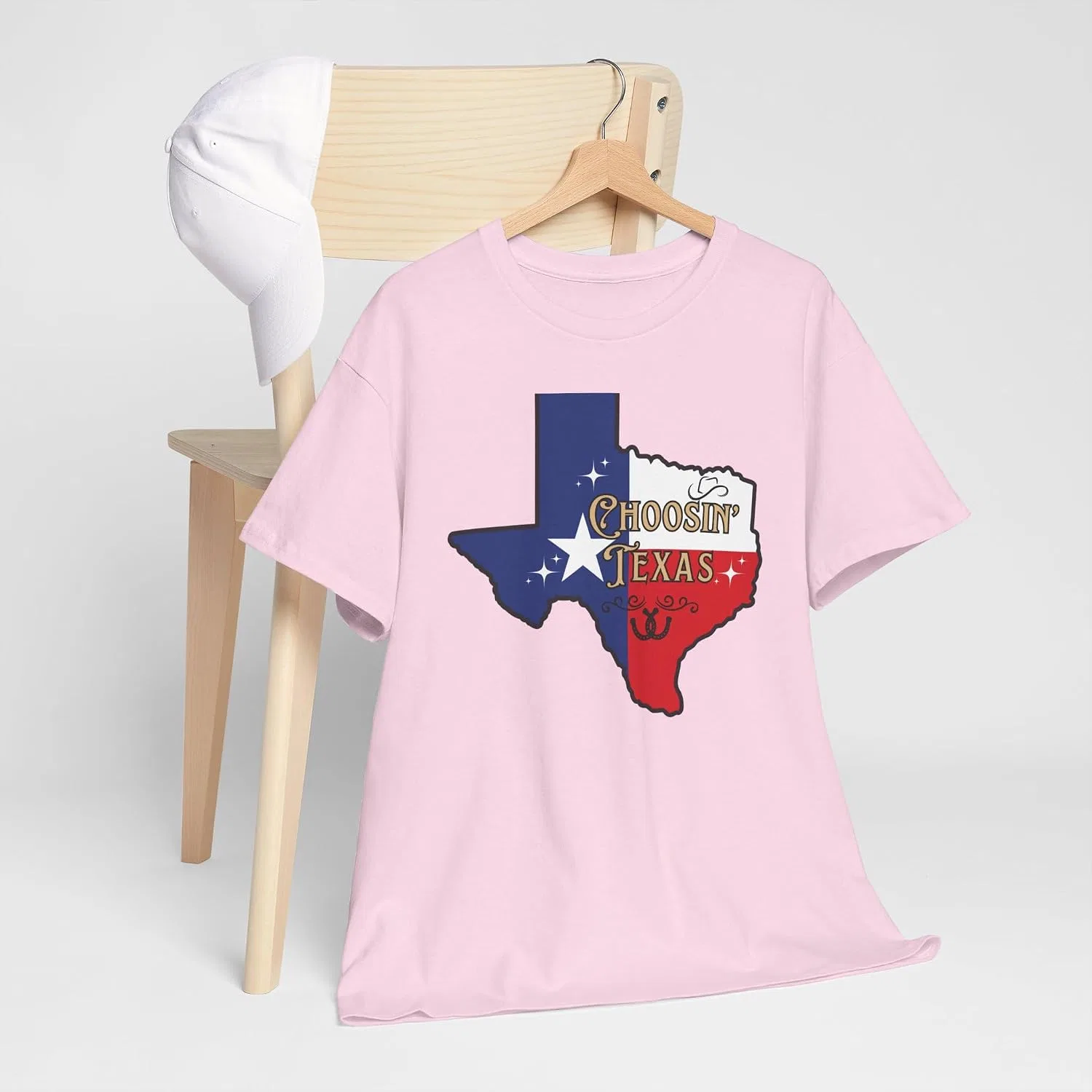 Женская футболка с принтом Choosin' Texas State Ella Cowgirl Rodeo Country Music, светло-розовый — фото 3