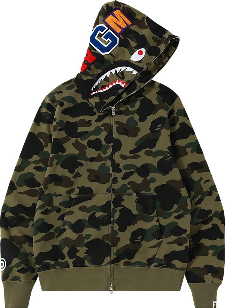 

Худи BAPE 1st Camo Shark Full Zip Hoodie 'Green', зеленый