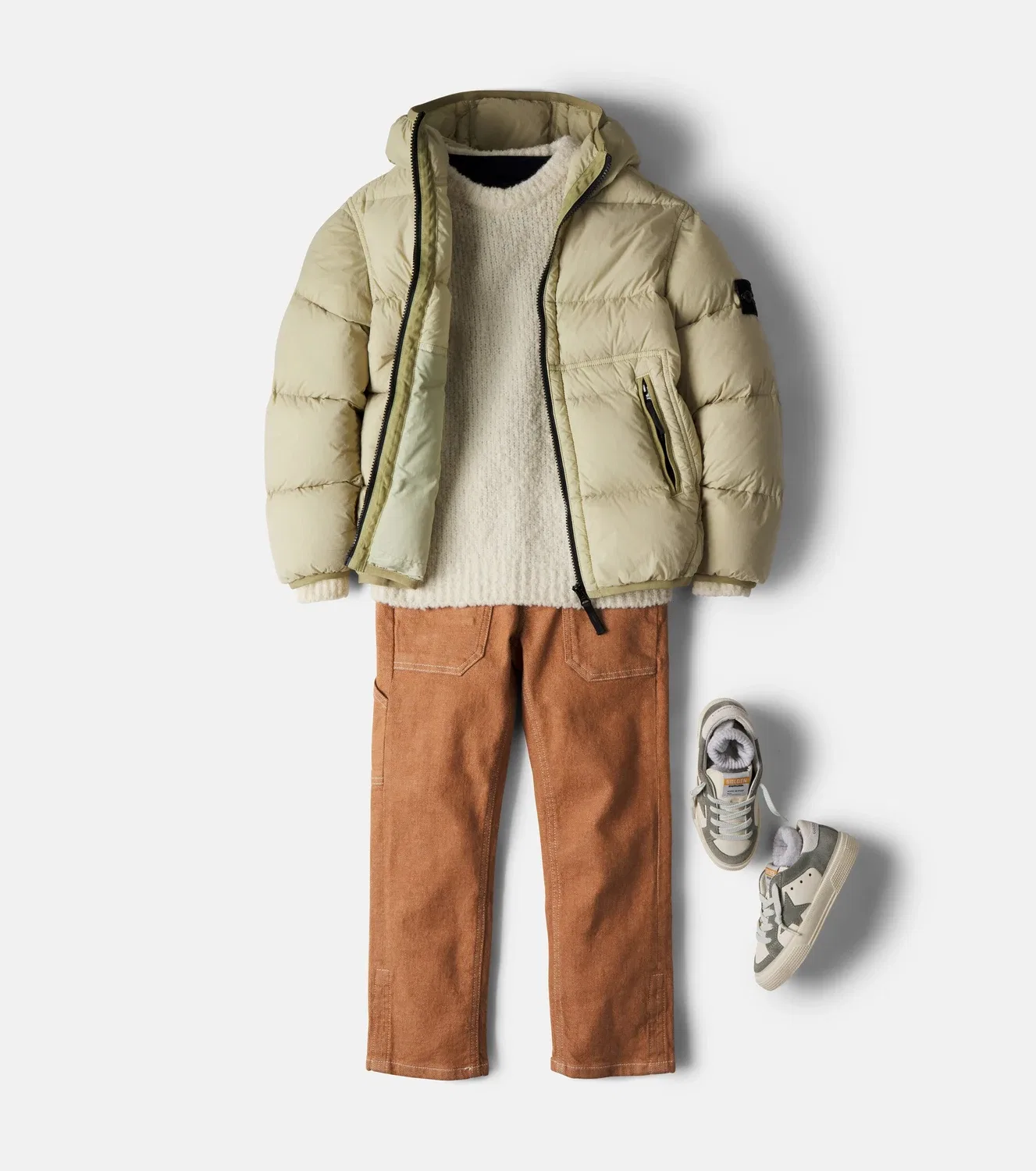 Свитер шерстяной с круглым вырезом Stone Island Junior, белый — фото 2