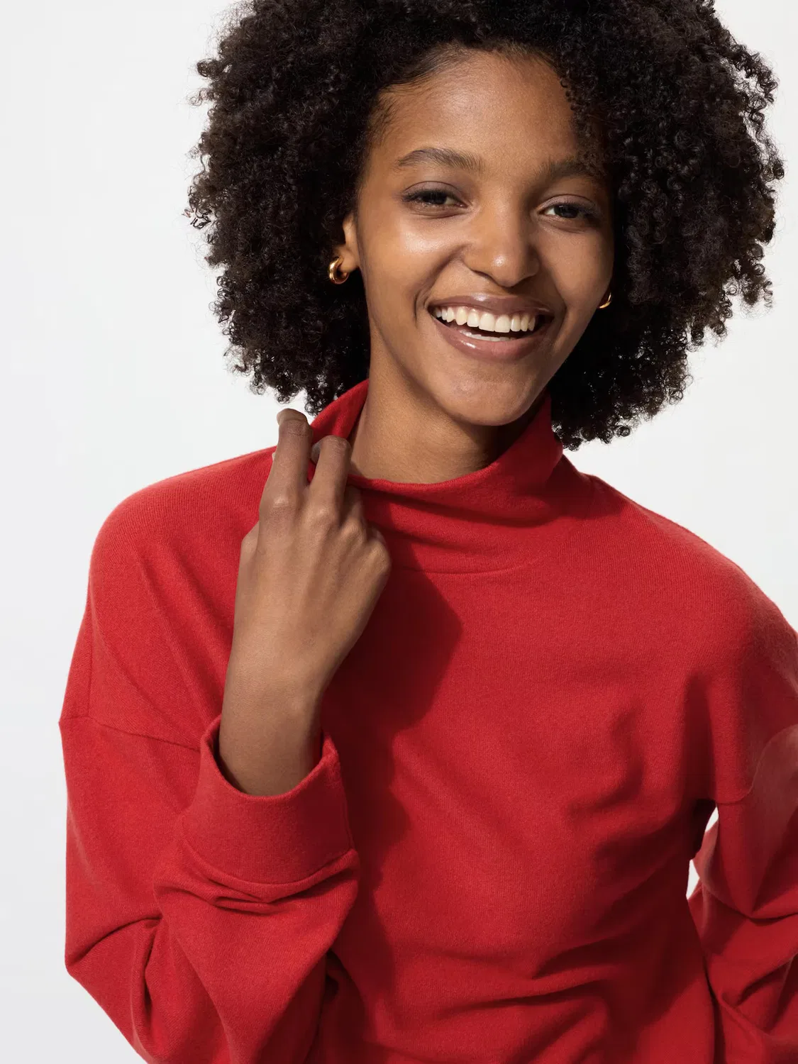 Футболка Uniqlo, трикотажная флисовая с высоким воротником, светло-зеленый — фото 3