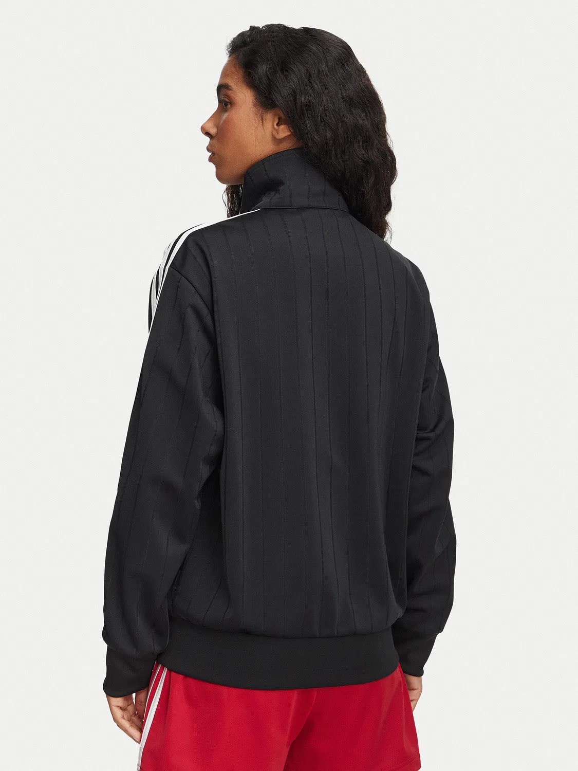 Женский свитшот свободного кроя Pinstripe Firebird Adidas, черный — фото 3