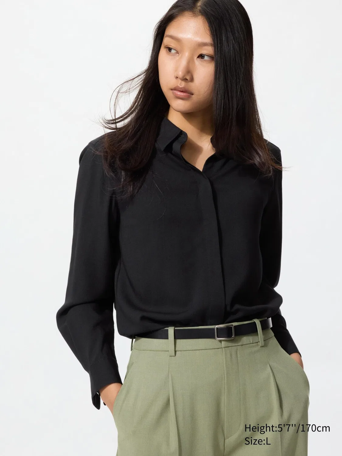 Блузка Uniqlo из вискозы, черный