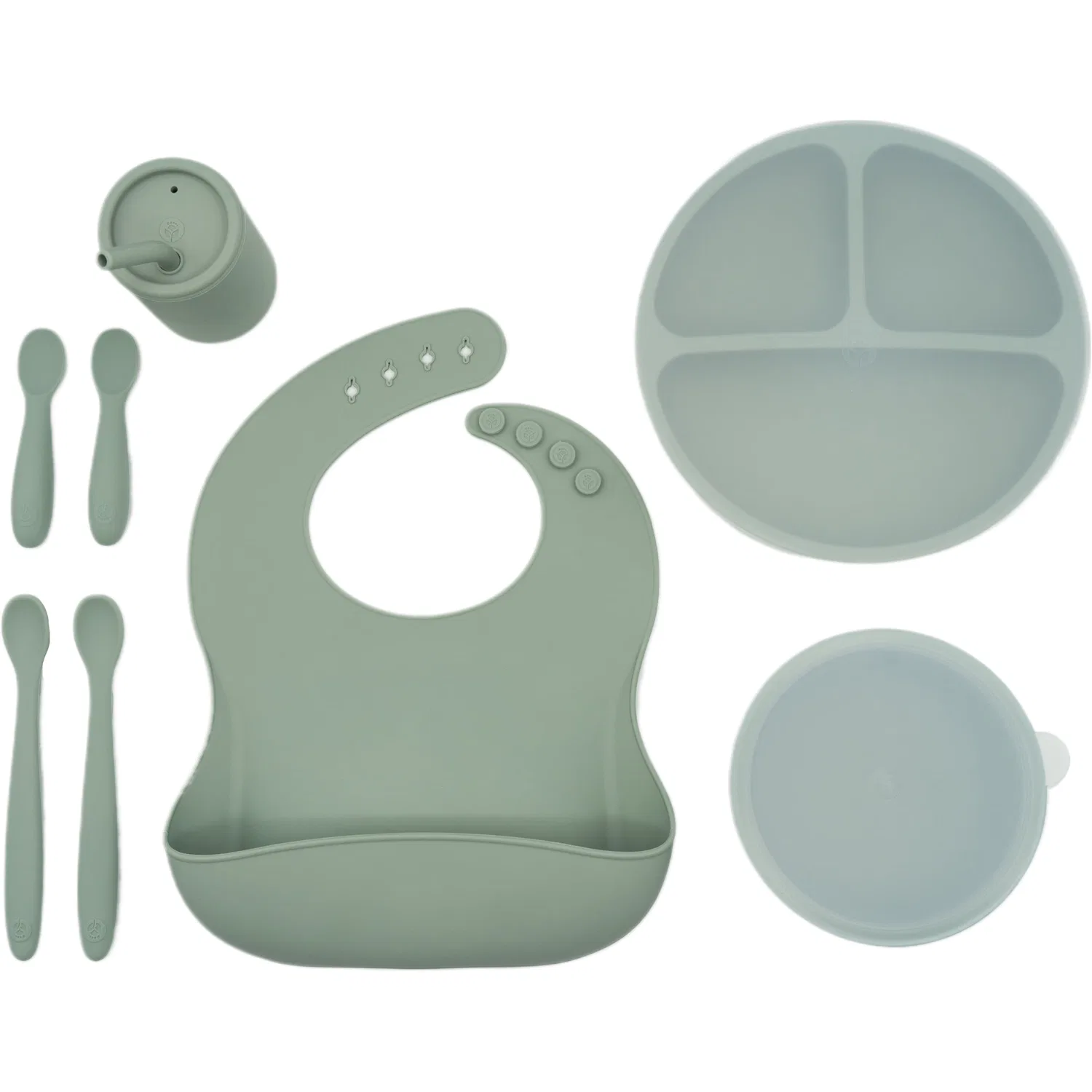 Набор для прикорма Baby Led Weaning, 8 предметов, силикон, WeeSprout, green