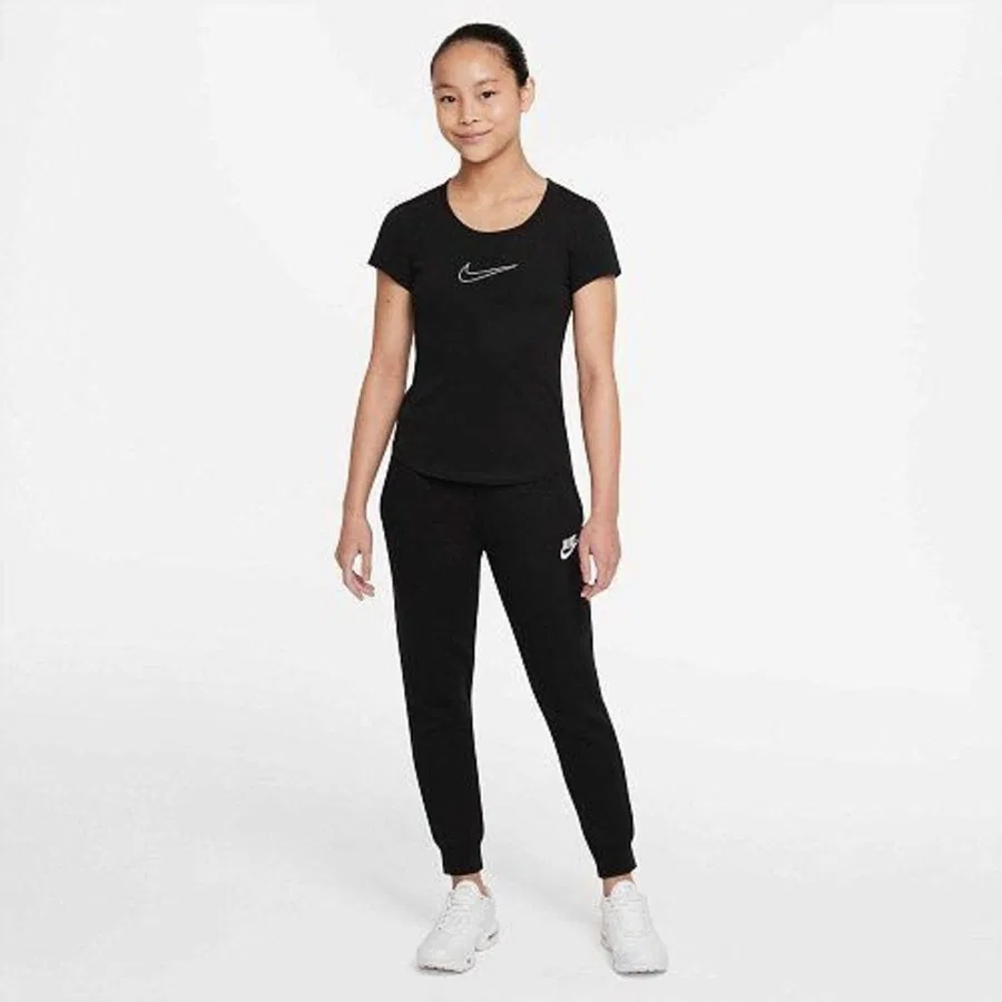 Спортивная футболка с вырезом лодочка Sportswear Girls' Scoop Nike, Черный — фото 2