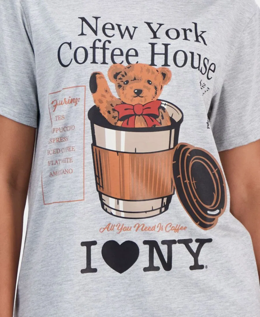 Футболка с графическим принтом Bear Coffee Grayson Threads, The Label, Lt Heather Grey — фото 3