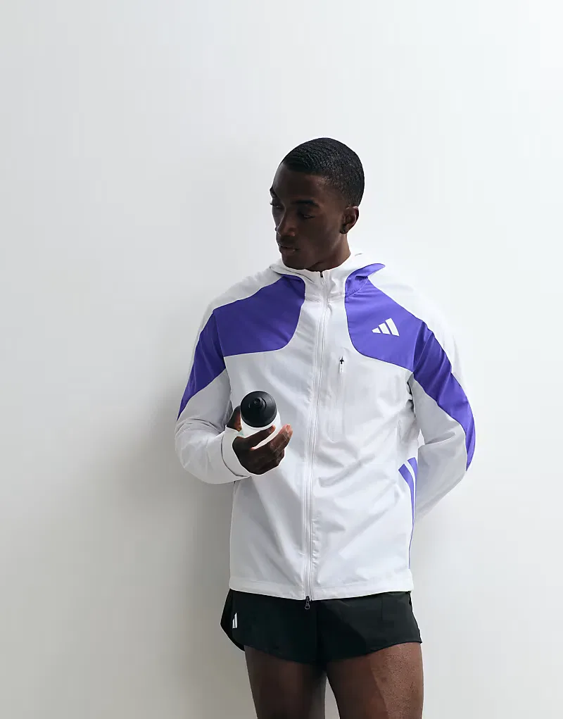 Беговая куртка Adidas performance Adizero белого/фиолетового