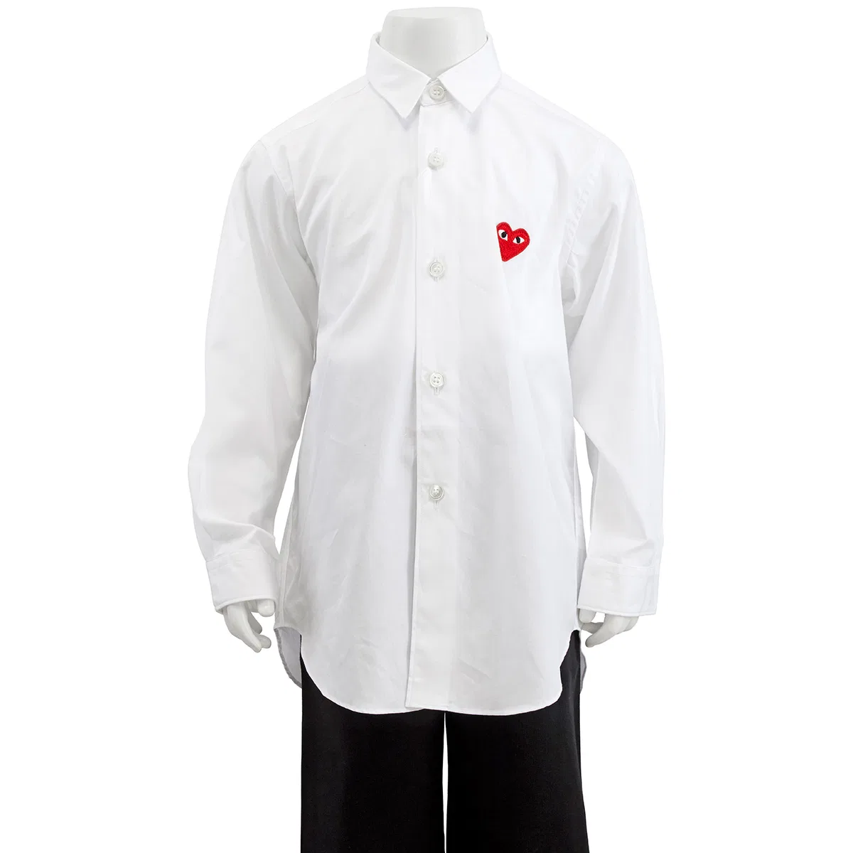 Детская рубашка с длинным рукавом и нашивкой-сердцем Comme Des Garcons, White