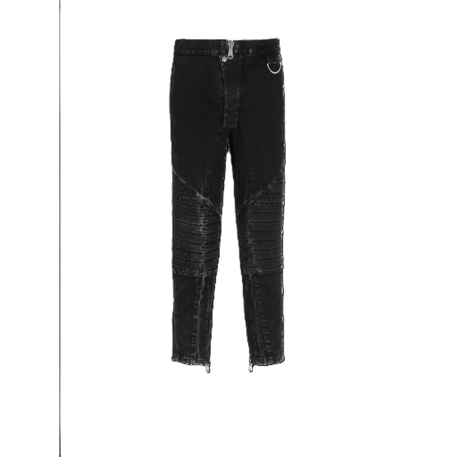 Брюки с зауженными штанинами и наколенниками, модель YH0MG080DC590PC Balmain, Black, Blue