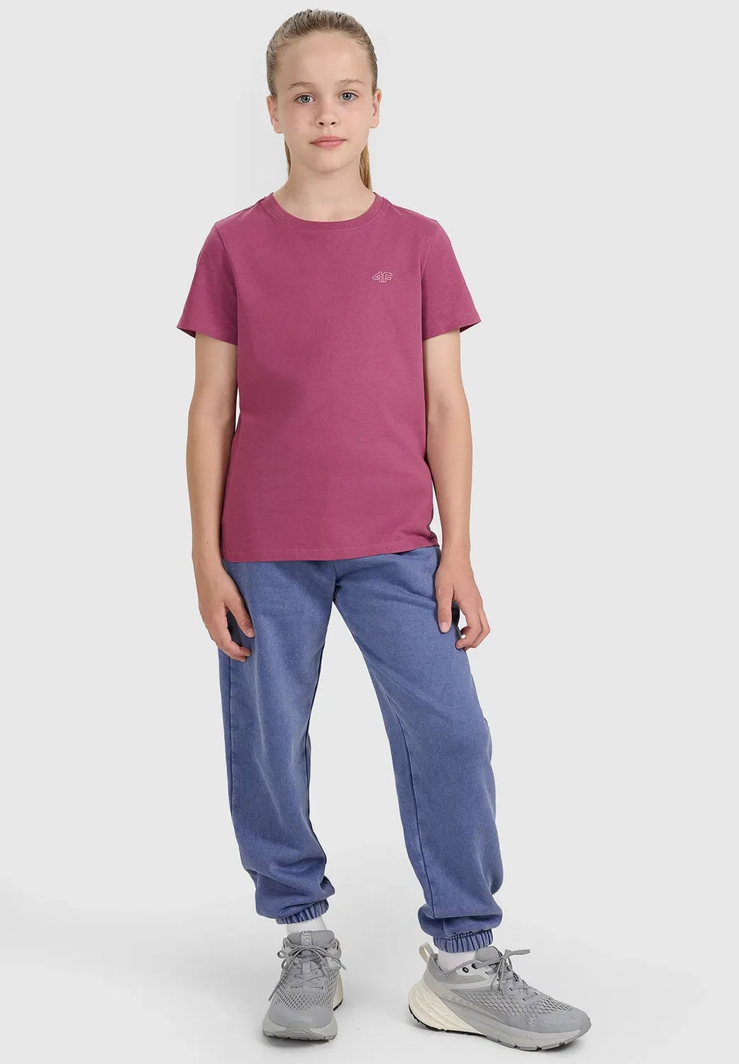 Футболка oversize gładki dziewczęcy - niebieski 122 (6-7 лат) - базовая футболка 4F, Dark Violet