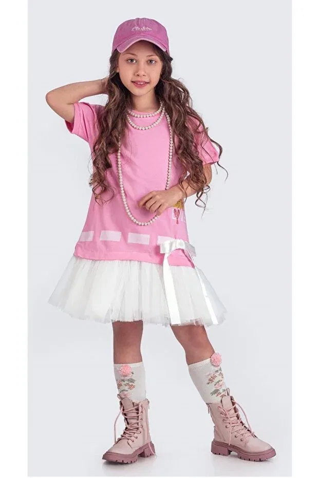 Детское платье для девочек с оборкой Little Pumpkin, Pink