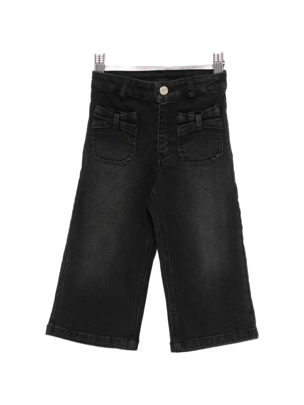 Джинсы с бантом и эффектом потертости Twinset Kids, черный