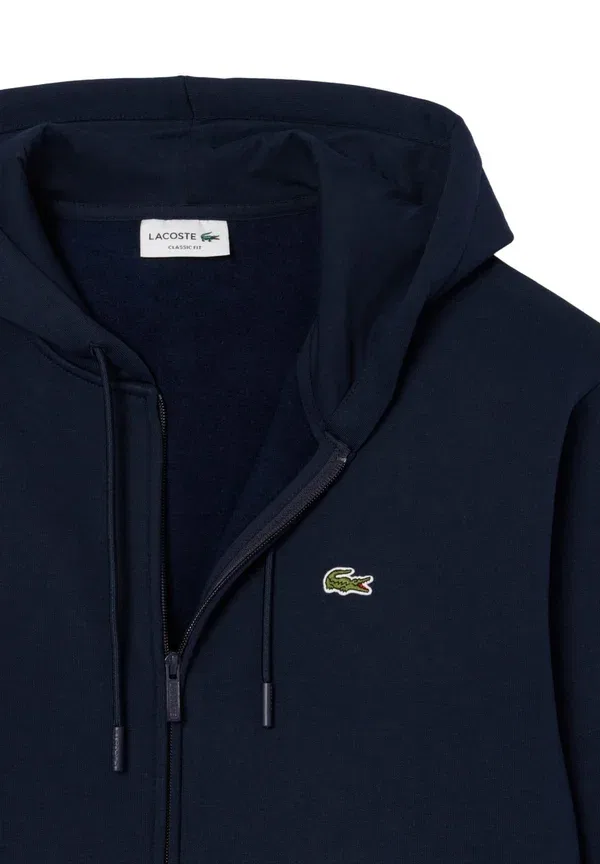 Толстовка Lacoste темно-синяя, на молнии, с капюшоном — фото 3
