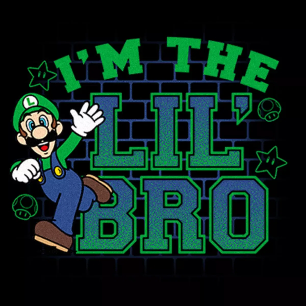 Детское боди для мальчиков с принтом I'm the Lil' Bro Nintendo, Black — фото 2