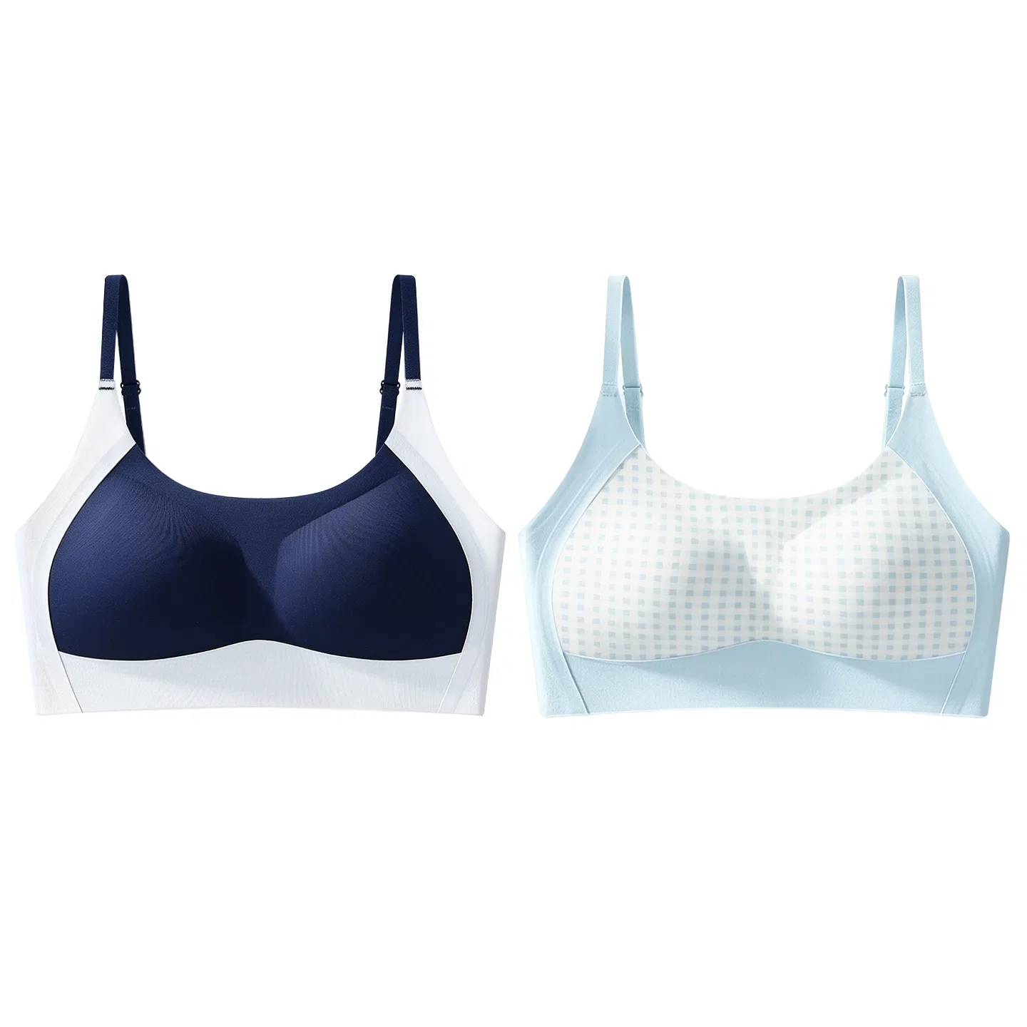 Детский спортивный бюстгальтер с эффектом поддержки Red bean, 2 Цвета: Blue Plaid + Navy Blue