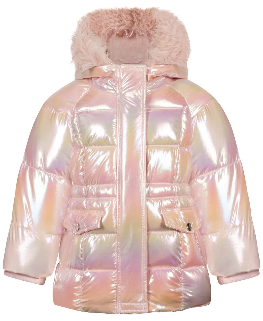 Детское стеганое пальто с капюшоном, длинным рукавом, Shimmer Box Quilt Anorak S Rothschild & CO, Pink