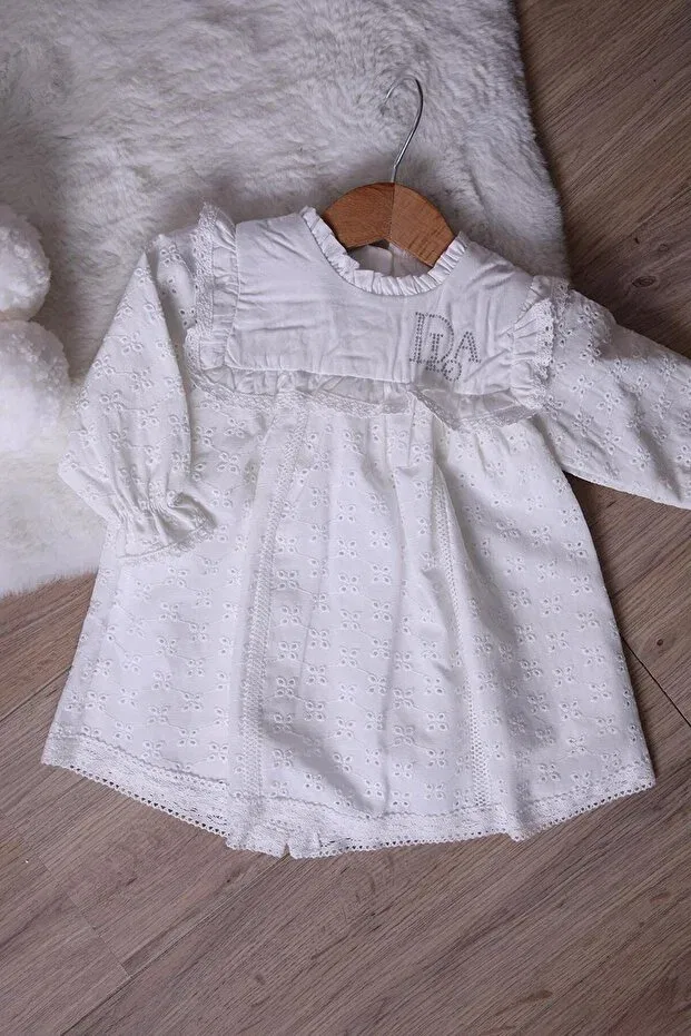 Детское платье для девочек с длинным рукавом Babydola, Ecru — фото 2