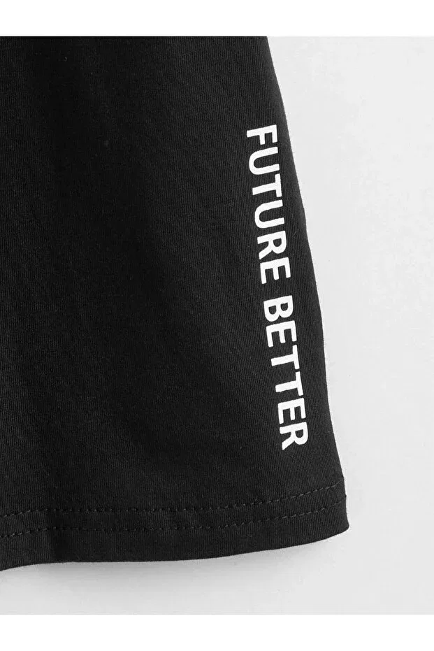 Детская футболка с принтом Better Future Printed, Vask, Black — фото 3