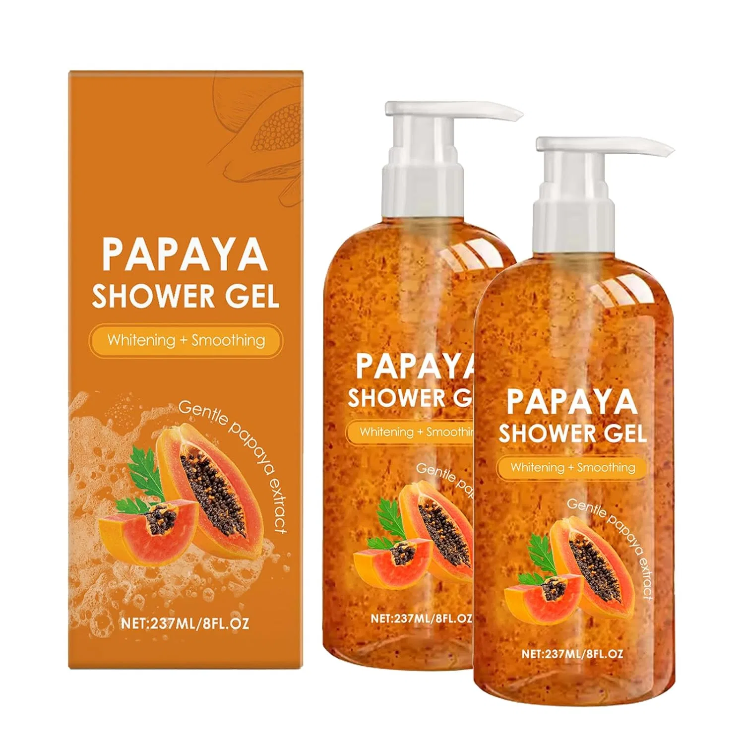 Гель для душа Papaya Shower Gel, Brightening and Smoothing, QGuoJie, 8 oz (237 мл)
